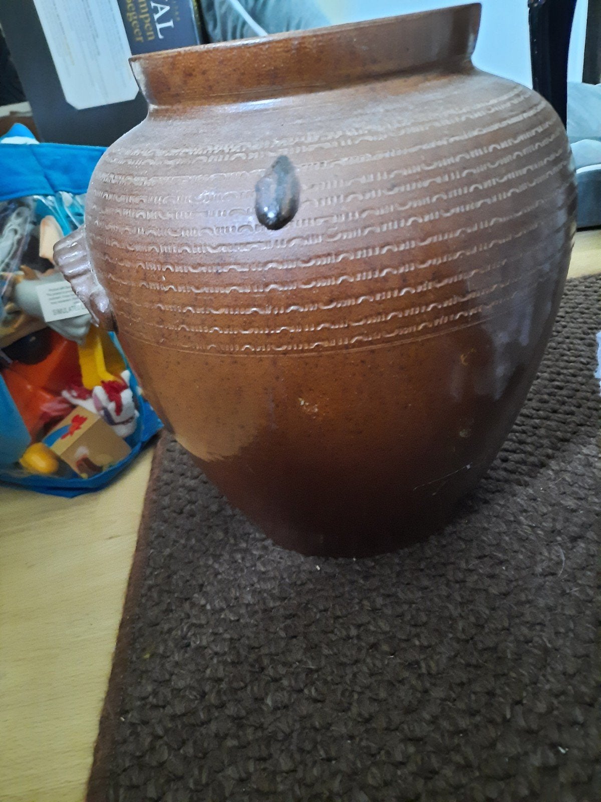 Gallon  vaas
Titel:. Vintage 2 Gallon Aardewerken Kruik met, Ophalen of Verzenden