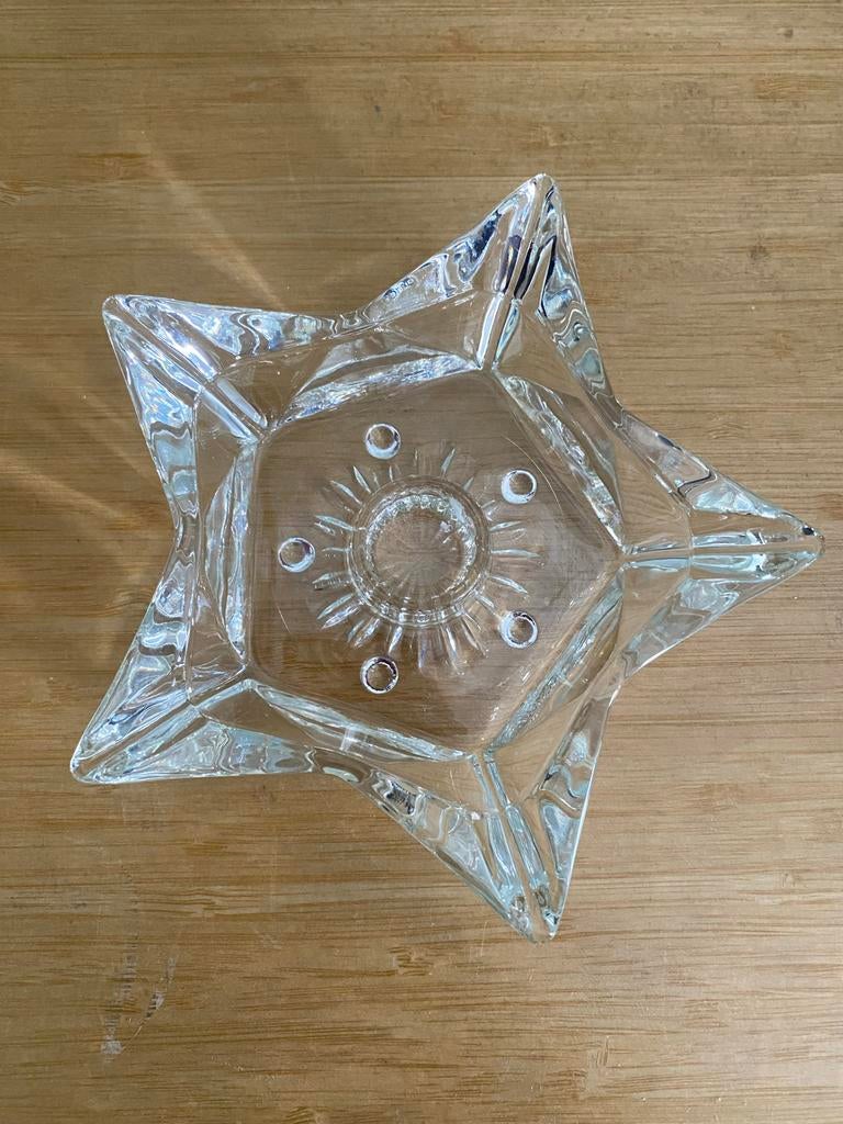 Vintage Glazen Ster Asbak / Kaarsenhouder Jaren '50-'60, Ophalen of Verzenden, Gebruikt