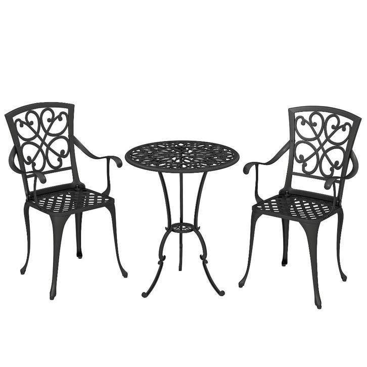 Tuinset, Balkonset, Zwart, gietaluminium, Tuin en Terras, Tuinstoelen, Ophalen of Verzenden, Nieuw, Aluminium
