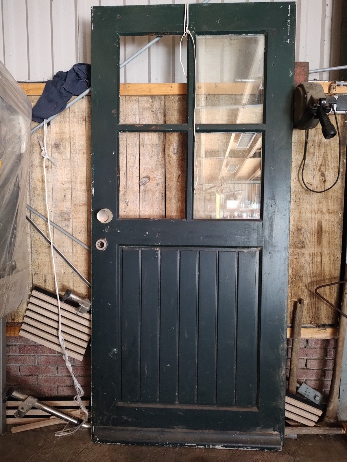 hardhouten deur, Ophalen, Gebruikt, Buitendeur, 200 tot 215 cm