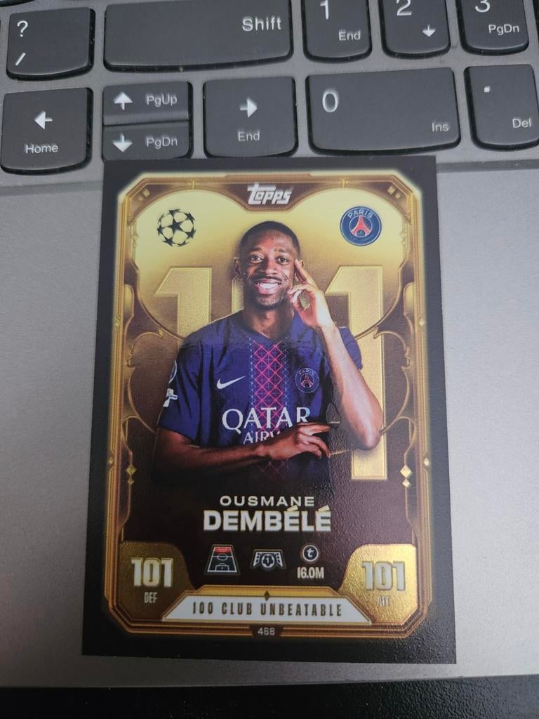 Topps Match Attax 2025-26 Ousmane Dembélé 100 Club, Ophalen of Verzenden, Buitenlandse clubs, Spelerskaart