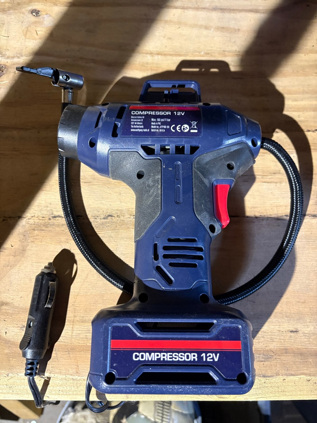 Wolfgang Germany 12V Compressor - Draagbare Luchtpomp, Gebruikt, 10 bar of meer, Ophalen of Verzenden, Minder dan 200 liter/min