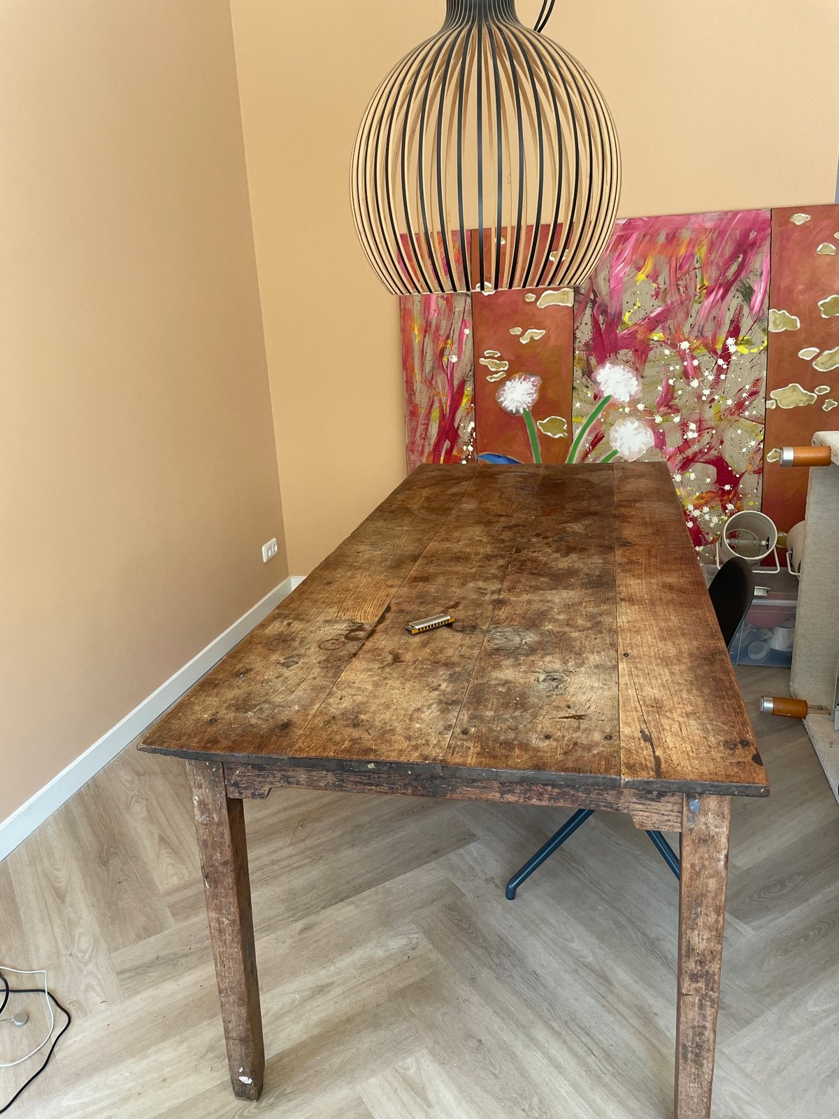 Rustieke teakhouten eettafel van 2.06cm x 89,5cm, Ophalen
