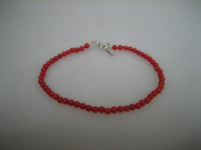 Bloedkoralen Baby Armbandje met Zilveren Kapittelstokje, Verzenden, Nieuw, Armband