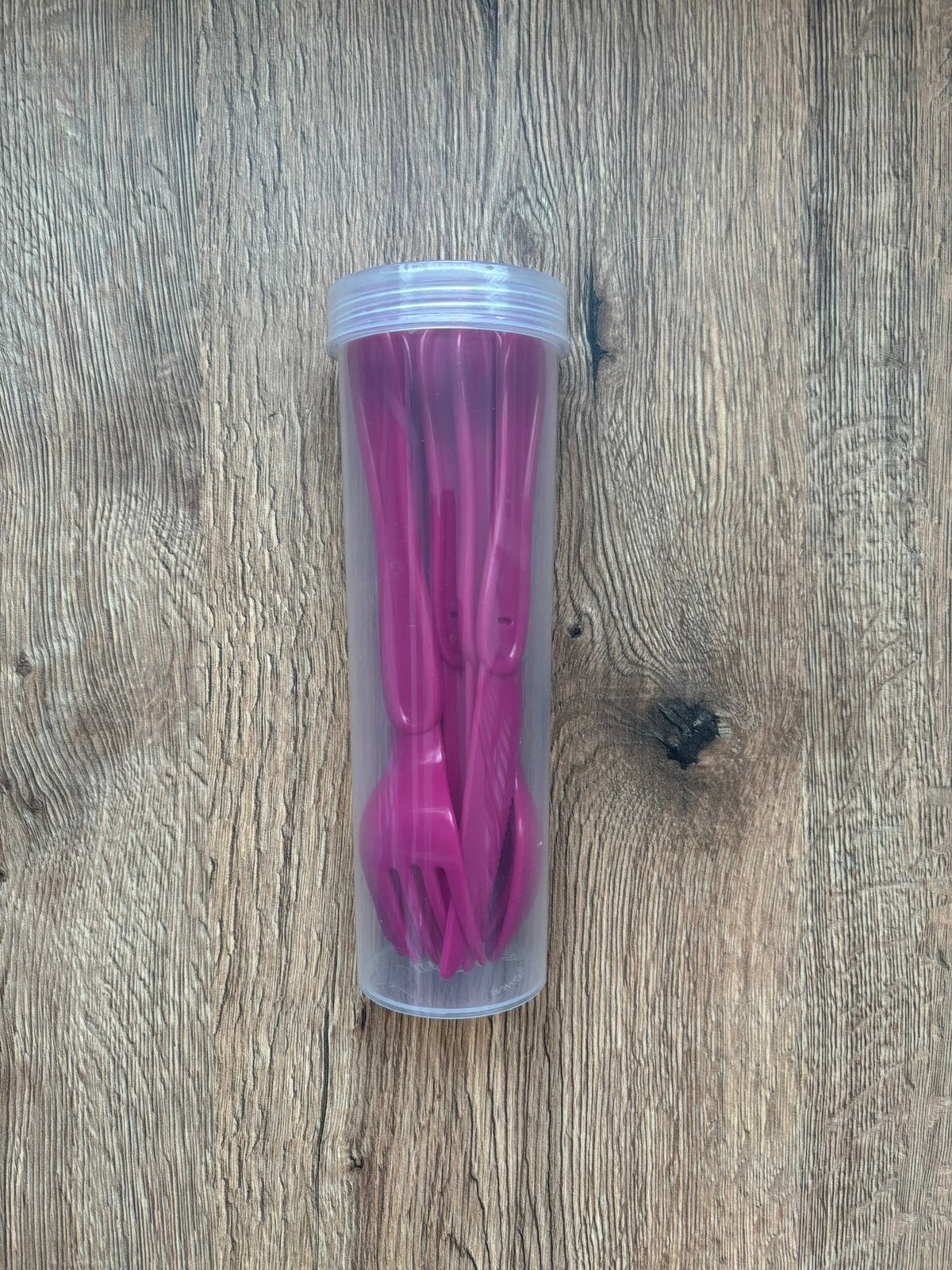 Stevig kunststof bestek in plastic koker., Ophalen of Verzenden, Nieuw