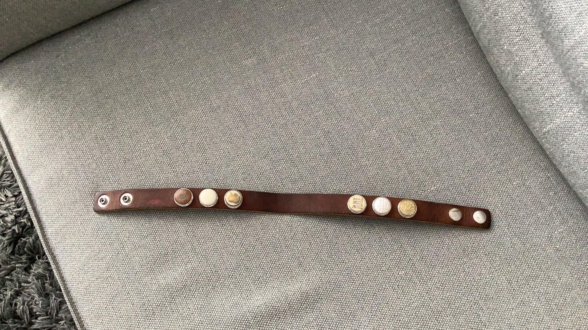 Dubbele Noosa armband met 6 chunks, Ophalen of Verzenden, Gebruikt, Bruin, Leer