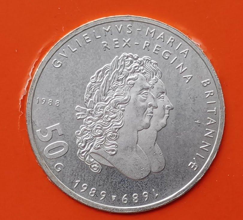 50 gulden 1988 - 300 jaar Nederlands - Engelse vriendschap, Koningin Beatrix, Zilver, 50 gulden, Verzenden