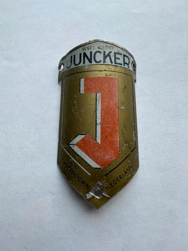 Oud Juncker balhoofdplaatje Apeldoorn. Balhoofd plaatje., Frame, Gebruikt, Ophalen of Verzenden, Juncker