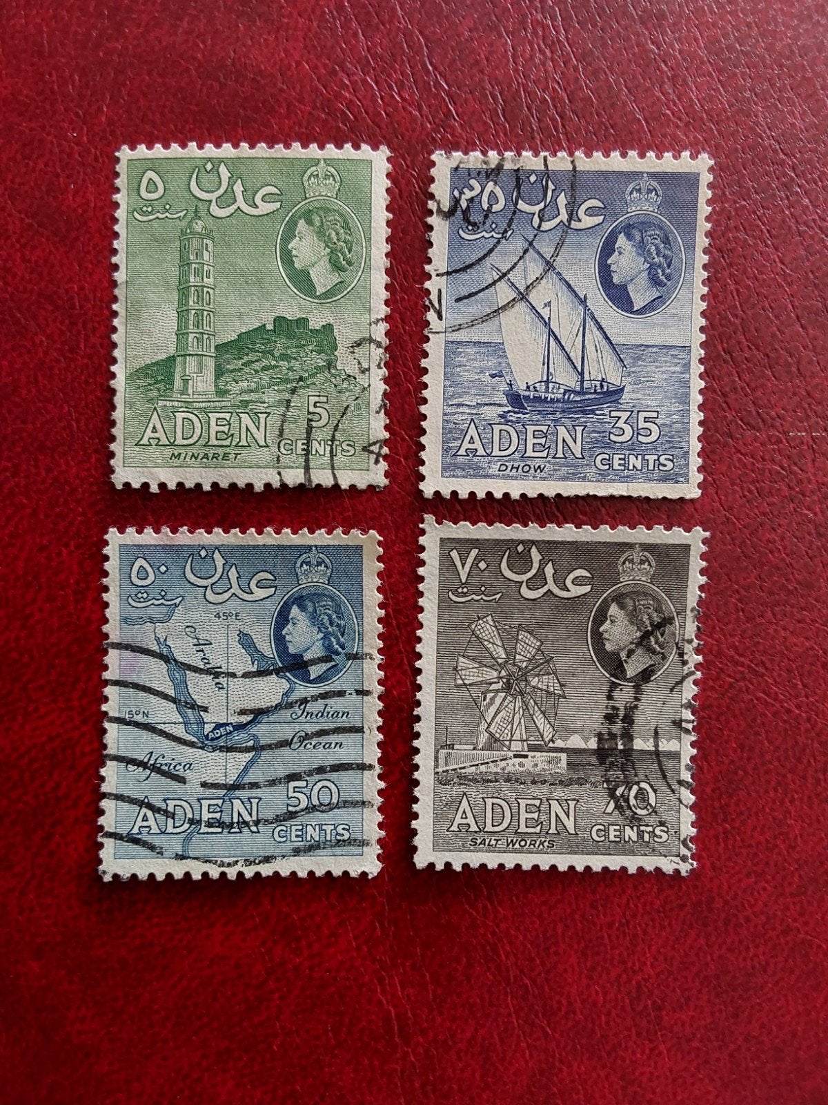 Aden. Minaret- Dhow-Kaart-Zoutwinning ca.1953 ( gest), Ophalen of Verzenden, Midden-Oosten