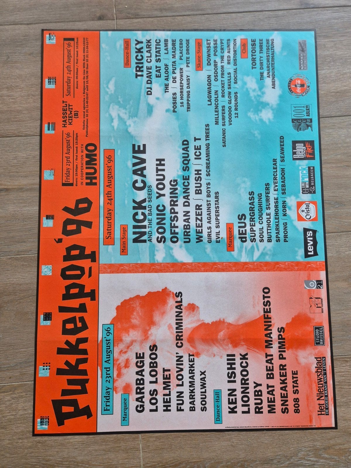 Pukkelpop '96 Festival Poster - Origineel en Zeldzaam, Ophalen of Verzenden, Zo goed als nieuw, Rechthoekig Staand, Muziek