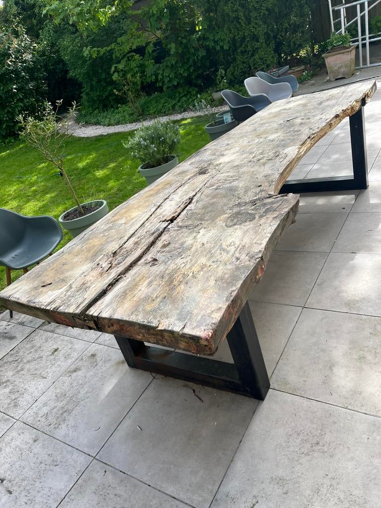 Boomstam tafel 325cm x 110cm, Ophalen of Verzenden, Gebruikt, Rechthoekig, Hout