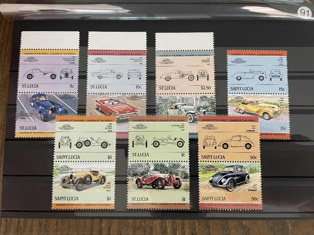 postzegels Saint Lucia auto's kaart 91, Verzenden, Postfris, Auto's