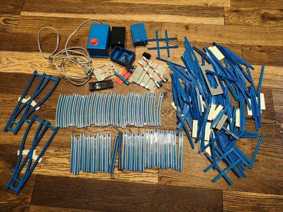 Vintage LEGO Trein Mega Lot - Blauwe Rails, Wissels & Trafo, Ophalen of Verzenden, Gebruikt