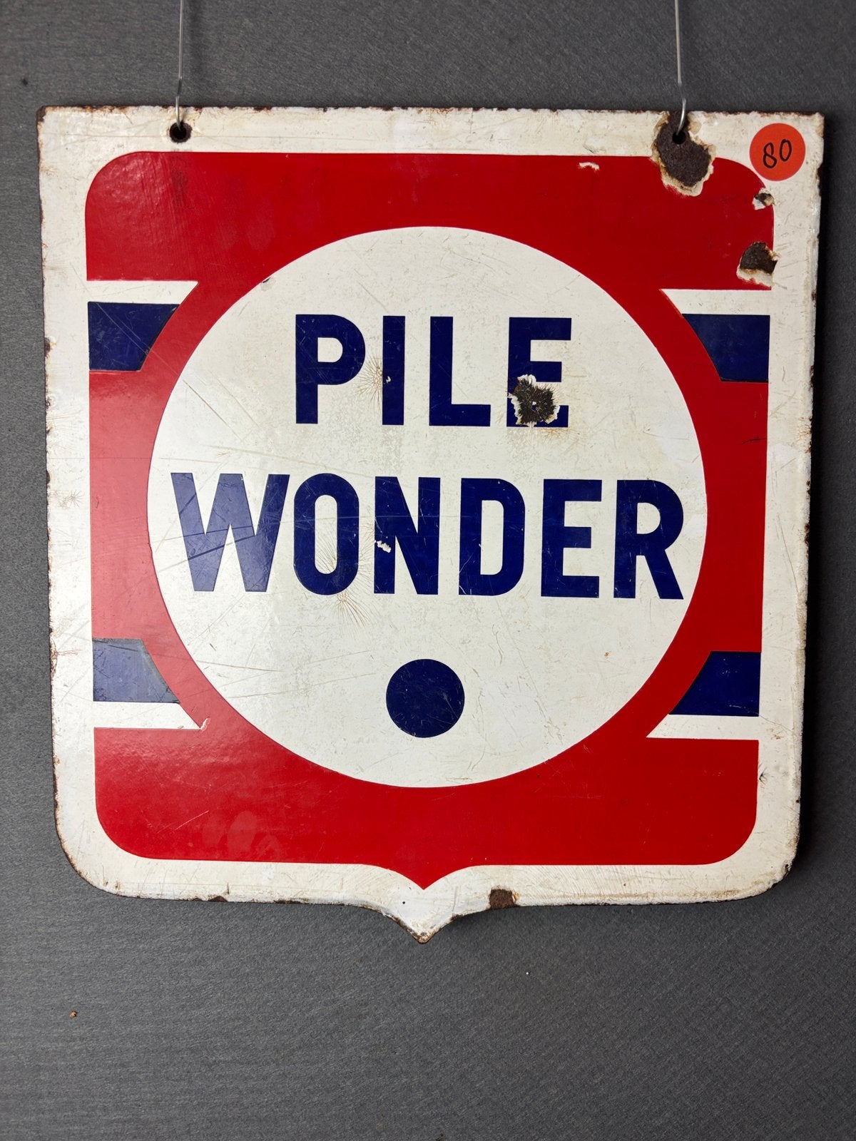 Pile Wonder emaille reclamebord 45x48 cm, Verzamelen, Merken en Reclamevoorwerpen, Reclamebord, Gebruikt, ., Ophalen of Verzenden