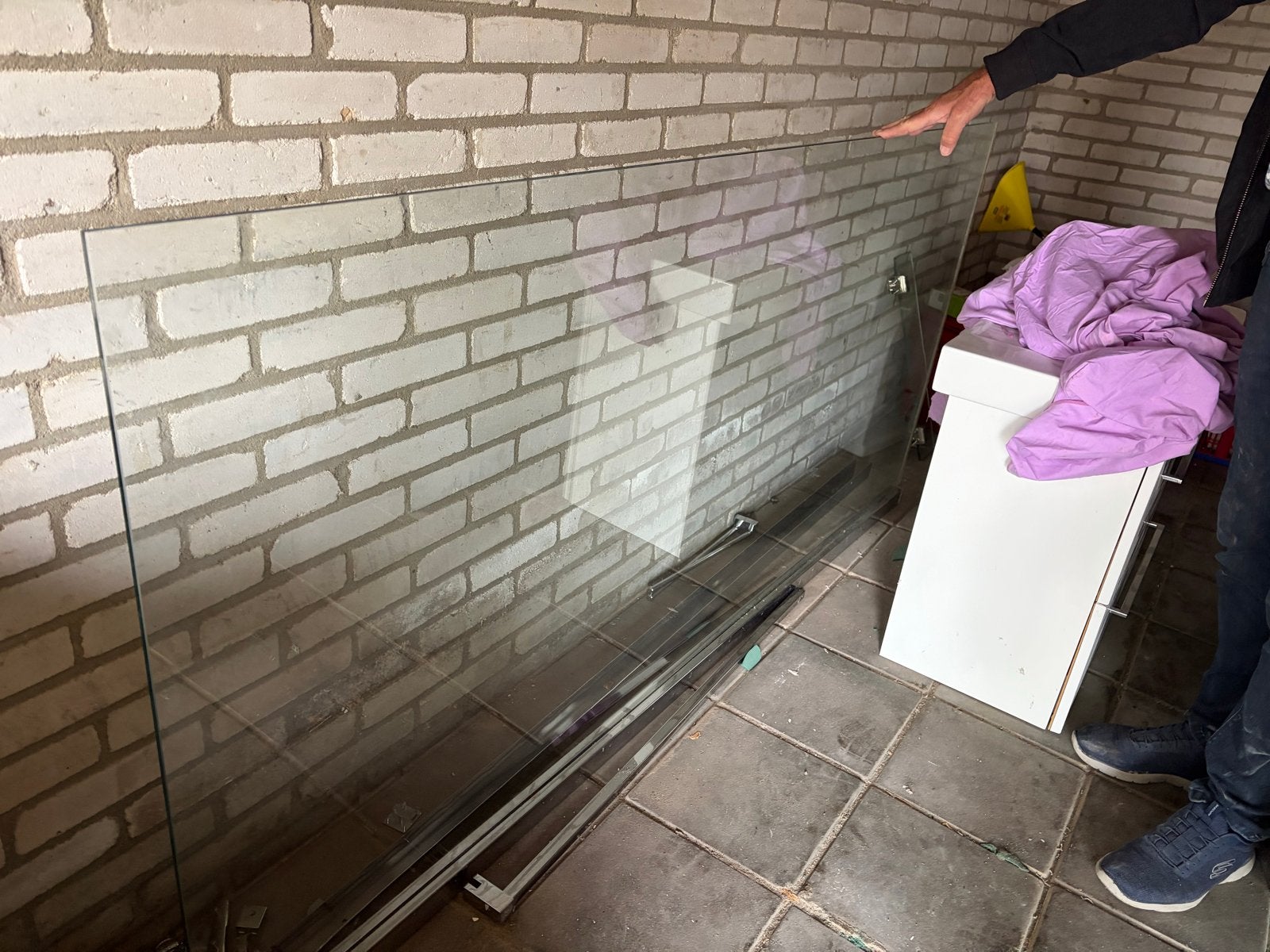 Glazen douchescherm 200x90 cm met bevestigingsmaterialen, Ophalen, Gebruikt, Met douche