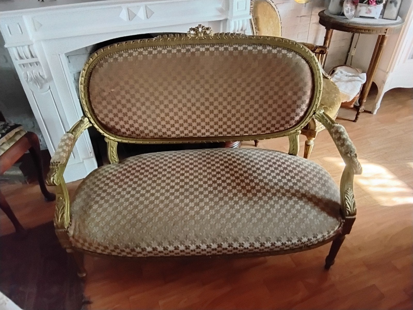 Antieke Louis XV Stijl Canapé/Bankje - Goudkleurig, Ophalen