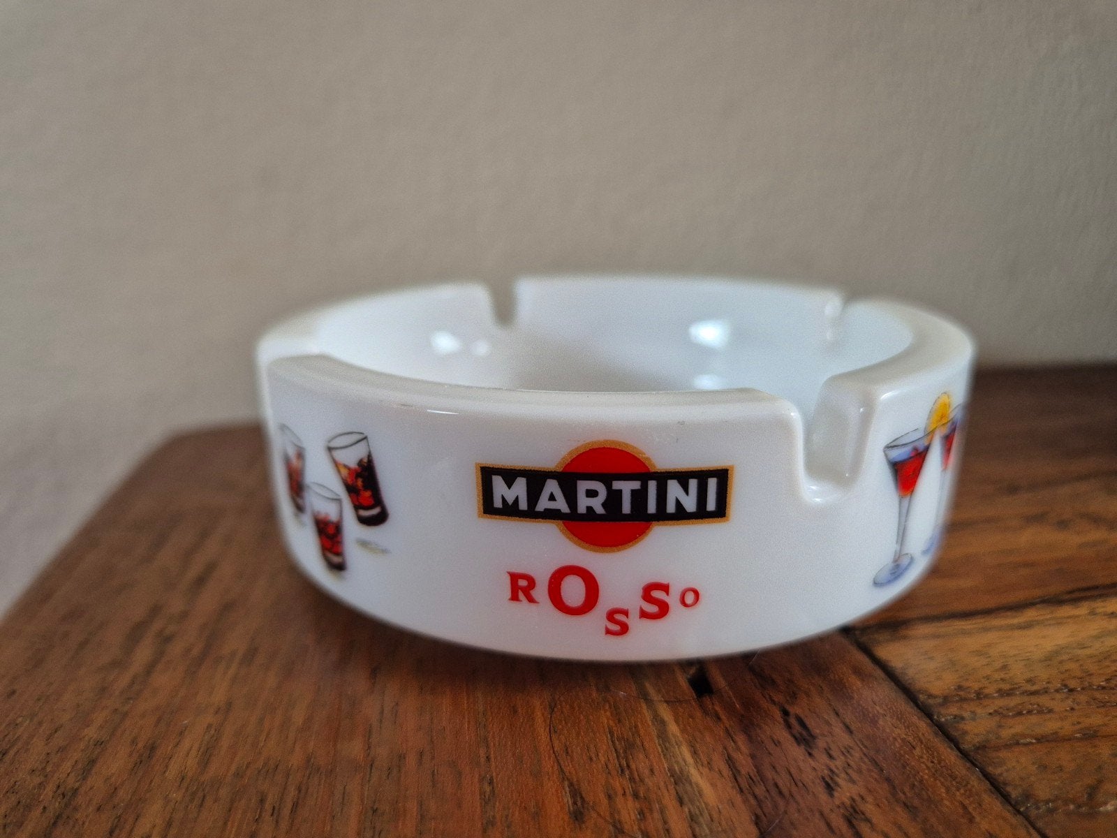 Vintage Martini Rosso asbak –opaline glas –jaren '80 (Retro), Ophalen of Verzenden, Zo goed als nieuw, Gebruiksvoorwerp