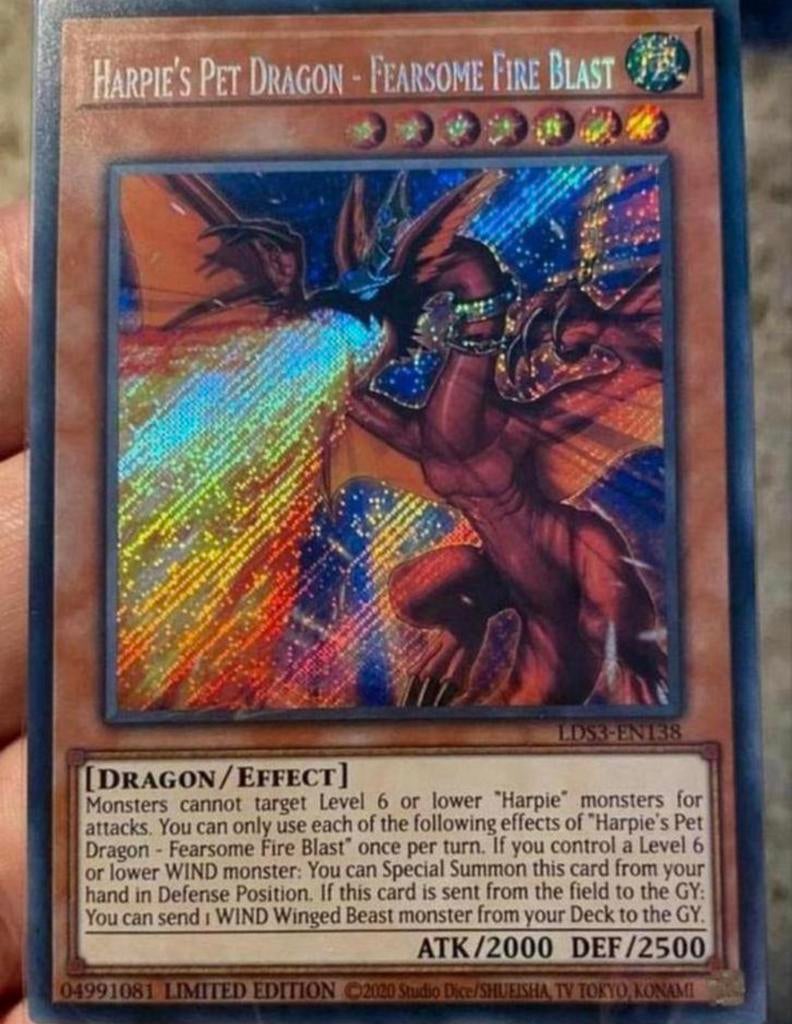 Yu-Gi-Oh! Harpie’s Pet Dragon - Fearsome Sealed !, Ophalen of Verzenden, Zo goed als nieuw, Losse kaart, Foil