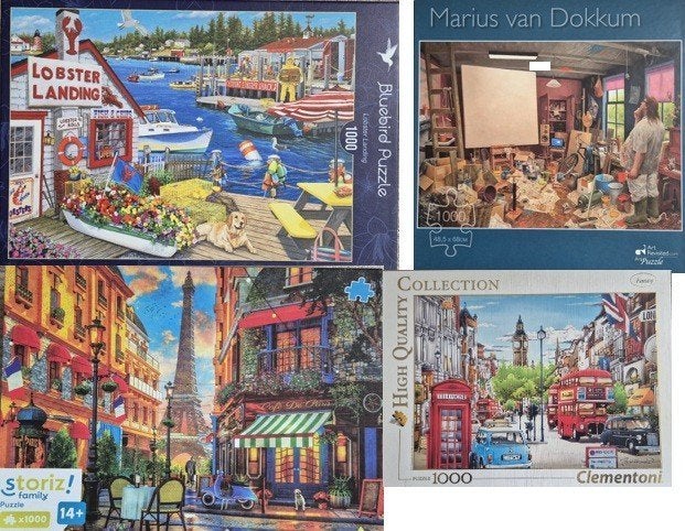 Meerdere vrolijke legpuzzels (1000 stukjes), Hobby en Vrije tijd, Ophalen of Verzenden, 500 t/m 1500 stukjes, Zo goed als nieuw