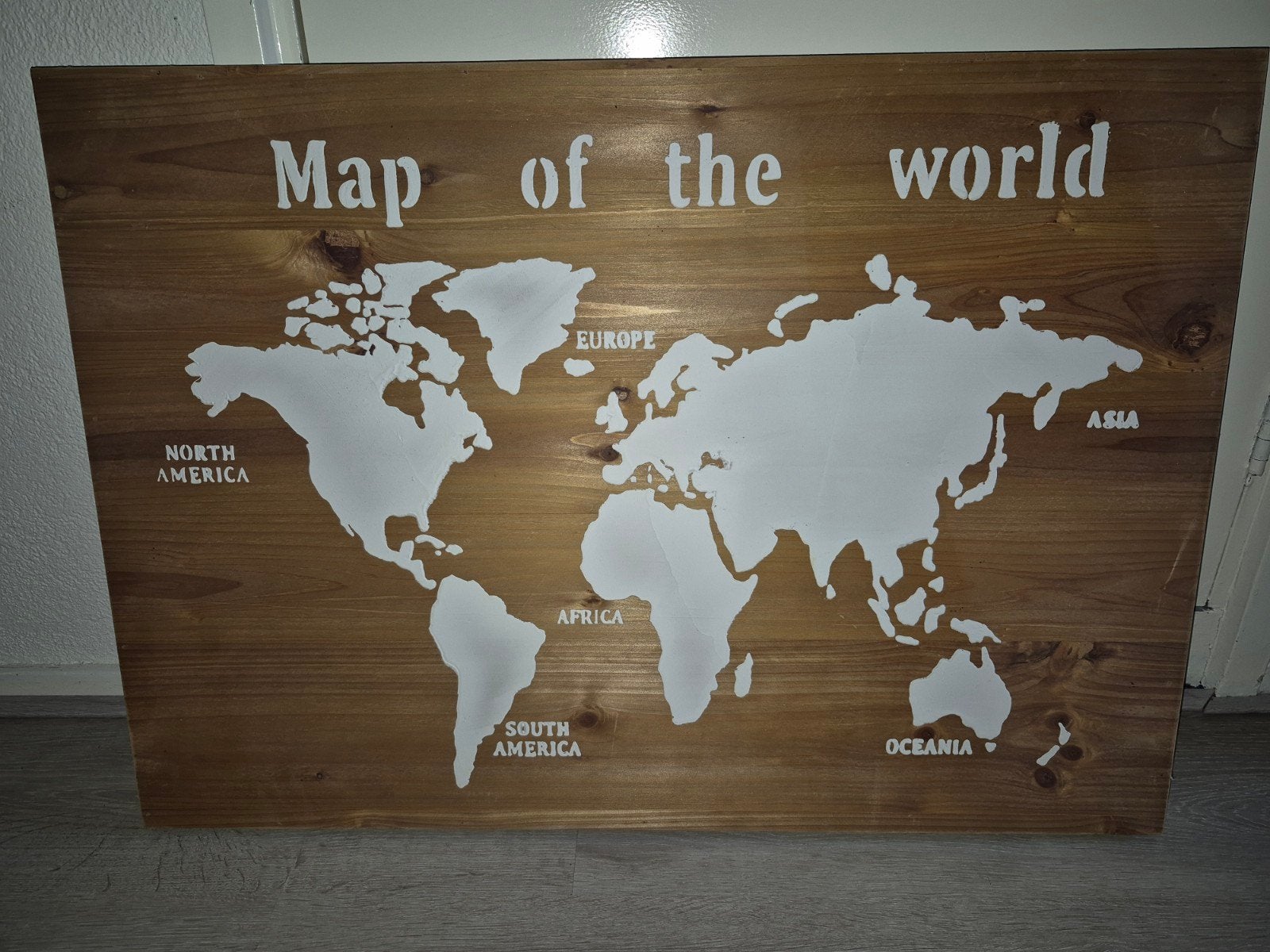 Houten Wereldkaart Wanddecoratie - "Map of the World", Ophalen, Hout, Zo goed als nieuw, Bruin