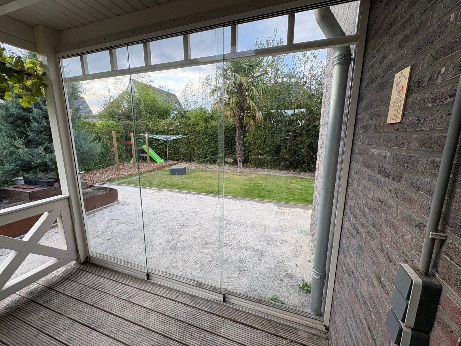 Glazen schuifwand voor veranda/overkapping, Ophalen, Gebruikt, 160 cm of meer, Glasplaat