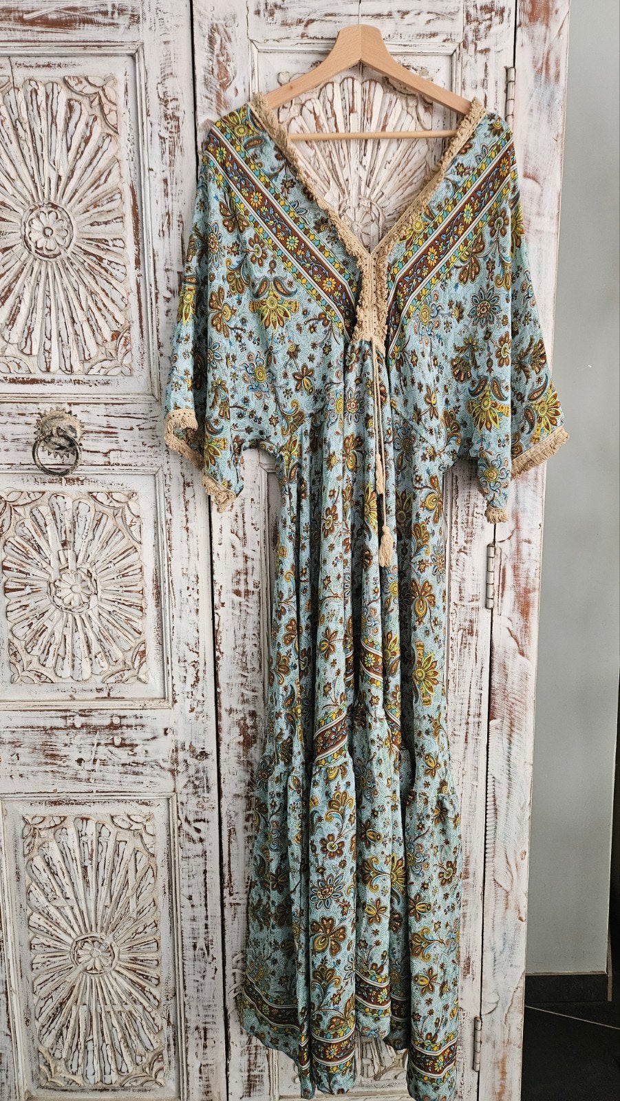 Prachtige 100% zijden Ibazia Vibes bohemian jurk L/XL, Ophalen of Verzenden, Nieuw, Maat 46/48 (XL) of groter, Onder de knie