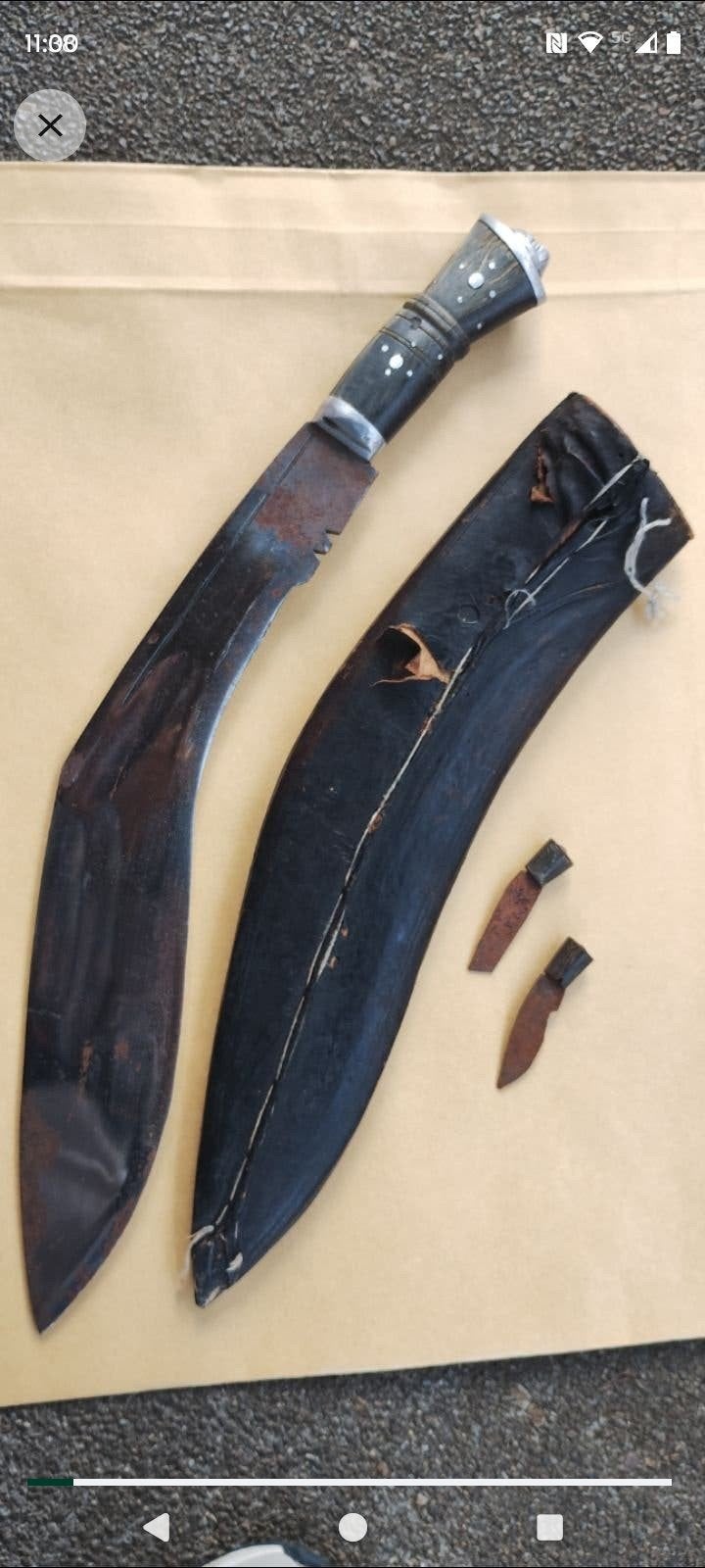 Vintage Kukri Mes met Schede en Kleine Messen, Verzenden