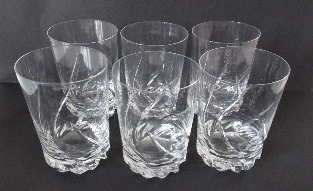 Veilinghuis Oranje - Daum France, 6 kristallen whiskyglazen, Antiek en Kunst, Ophalen
