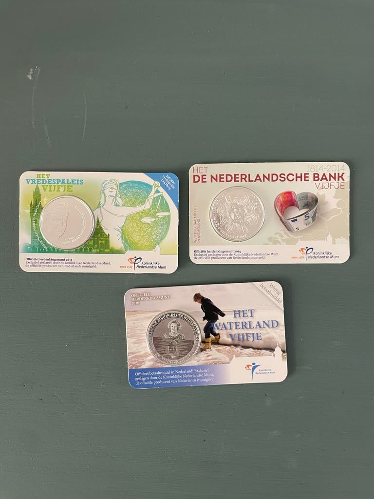 Zwaar verzilverde €5,- munten - Herdenking - ook los te koop, Postzegels en Munten, Munten | Nederland, Setje, Koningin Beatrix