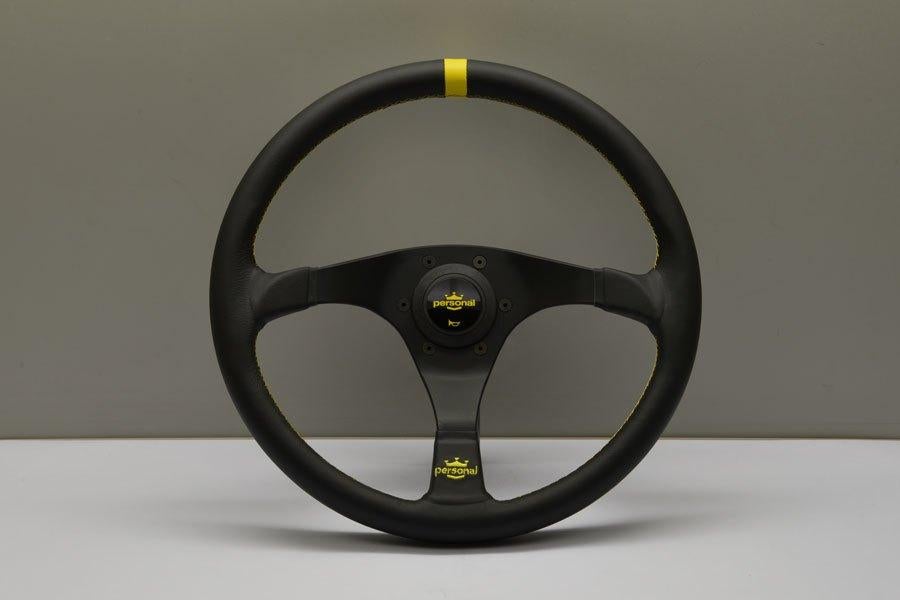 Nardi Personal Trophy leder stuur sportstuur 350mm geel, Auto diversen, Ophalen of Verzenden