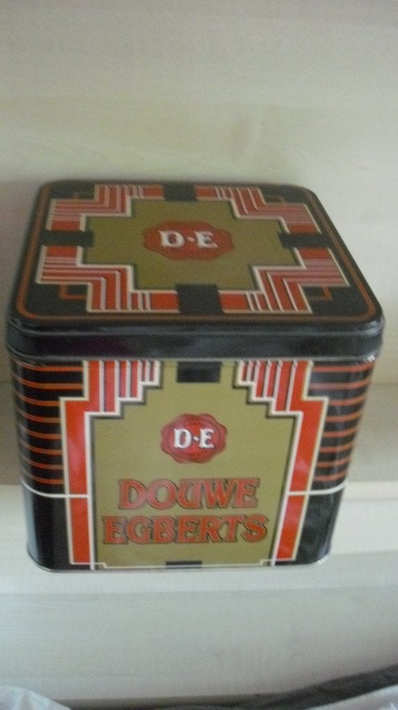 Groot formaat D-E Koffieblik, Ophalen of Verzenden, Gebruikt, Koffie, Douwe Egberts