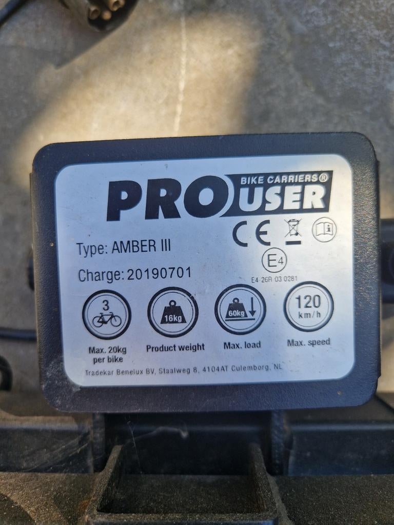 Pro user Amber 3 fietsendrager., Auto diversen, Fietsendragers, Ophalen