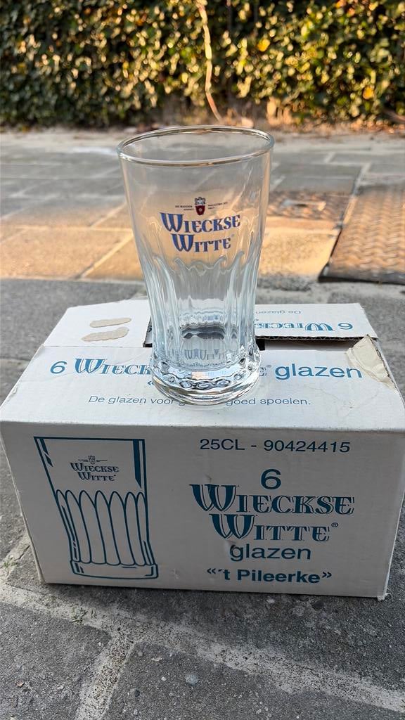 Wieckse witte bierglazen 25cl, Ophalen, Zo goed als nieuw, Glas of Glazen, Overige merken