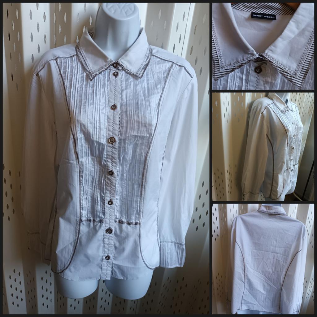 Gerry Weber witte damesblouse katoen stretch 42, Kleding | Dames, Wit, Maat 42/44 (L), Ophalen of Verzenden, Zo goed als nieuw