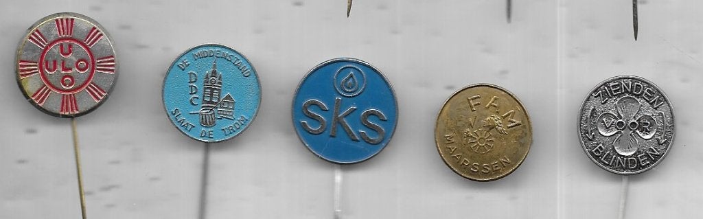 5 X RONDE SPELDEN GAAN OOK PER STUK EVENTUEEL, Ophalen of Verzenden, Gebruikt, Overige onderwerpen, Speldje of Pin