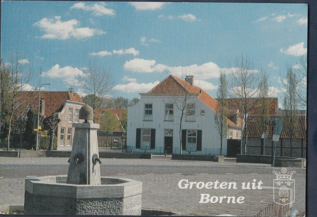 Borne Dorsetplein Waterpomp 1985 gelopen Info op achterkant, Verzenden, 1980 tot heden, Gelopen, Overijssel