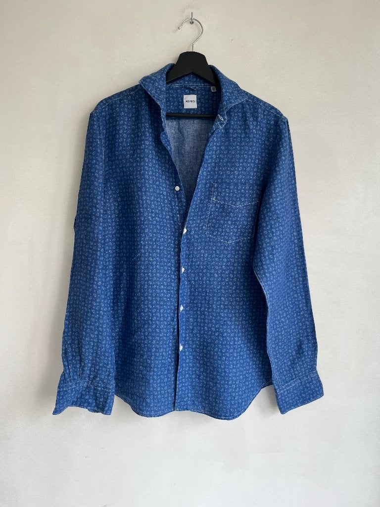 aspesi overhemd blauw pauw maat 39, Kleding | Heren, Halswijdte 39/40 (M), Verzenden, Blauw, Aspesi