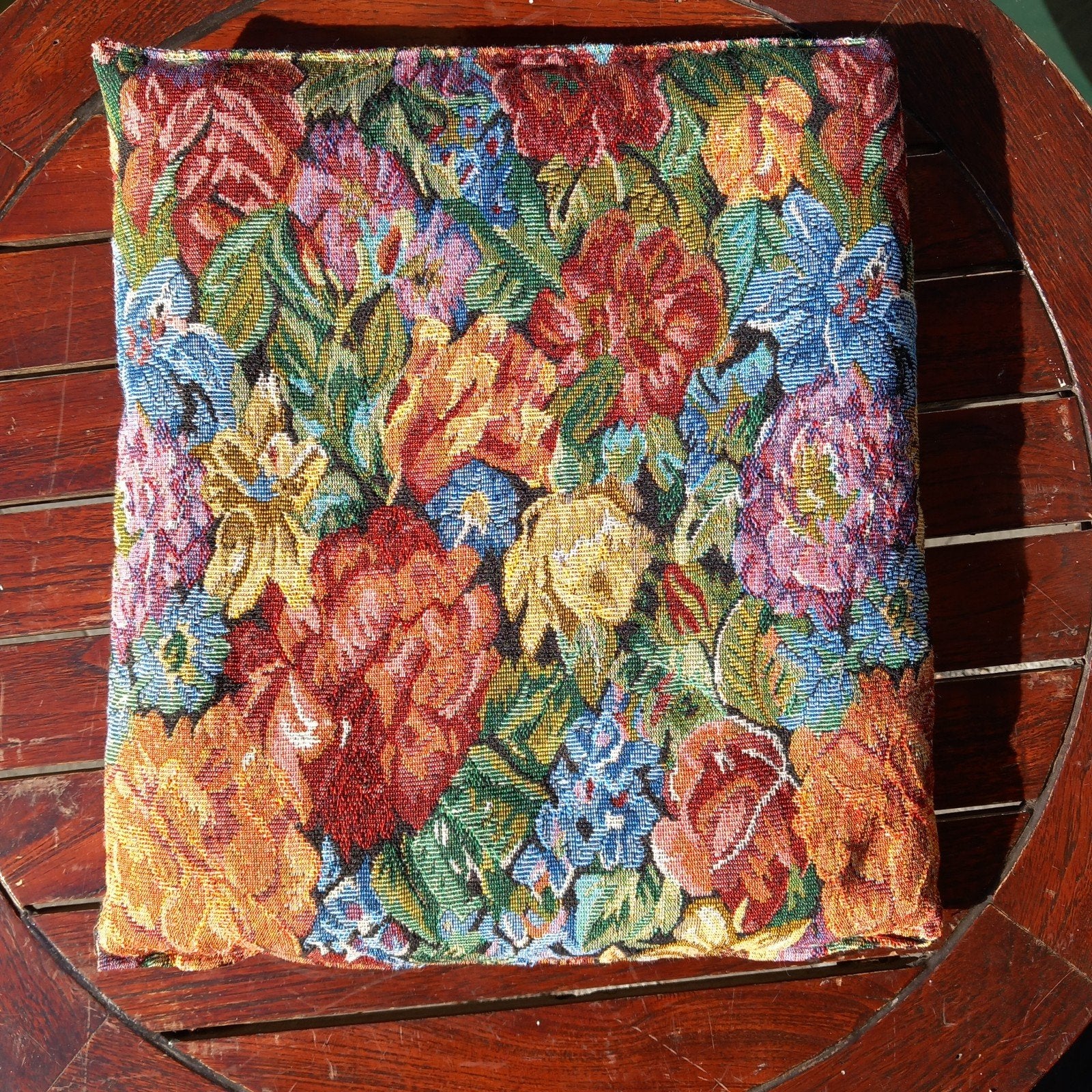 2x Gobelin Meubelstof Kussentjes 39x35 cm Bloemenpatroon, Huis en Inrichting, Ophalen, Meerkleurig, Vierkant, Zo goed als nieuw