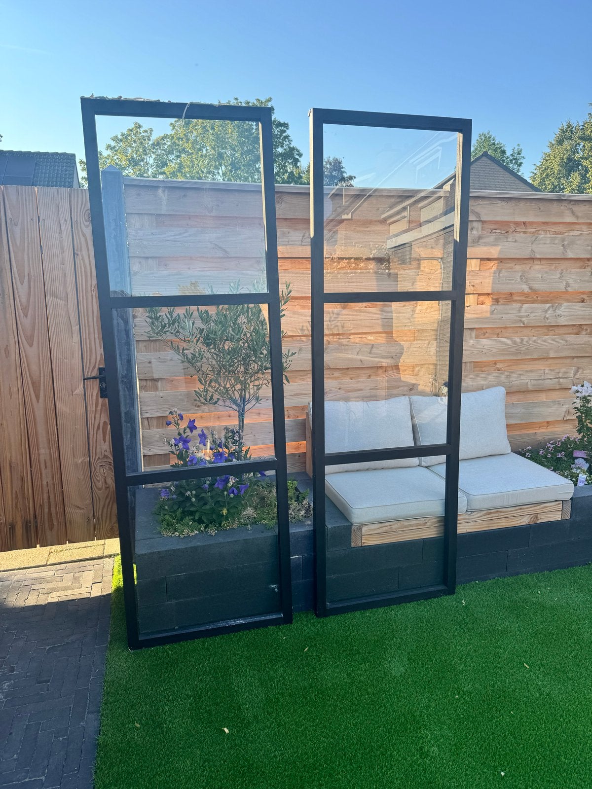 Houten scheidingswand met plexiglas - 215x70 cm, Ophalen, Gebruikt, Minder dan 80 cm, 215 cm of meer