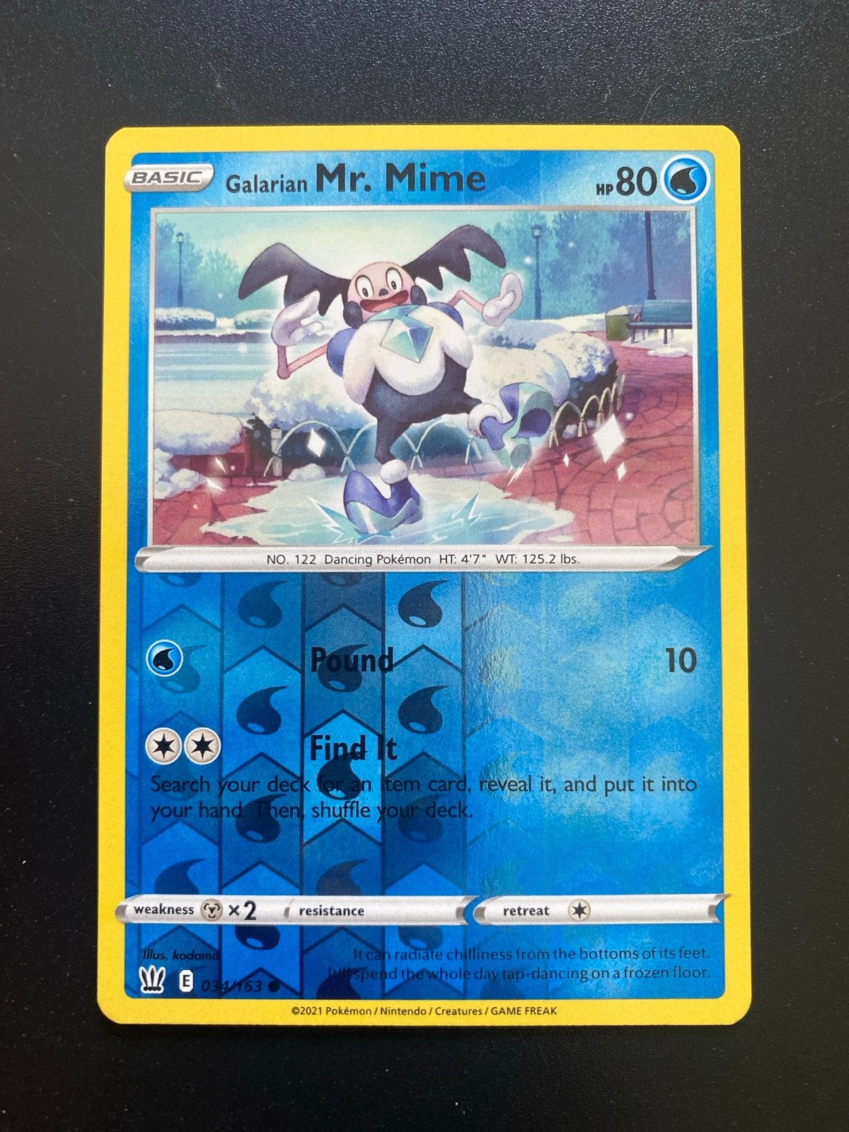 Galarian Mr. Mime 044/163 Reverse Holo Pokémon Battle Styles, Ophalen of Verzenden, Zo goed als nieuw, Losse kaart, Foil