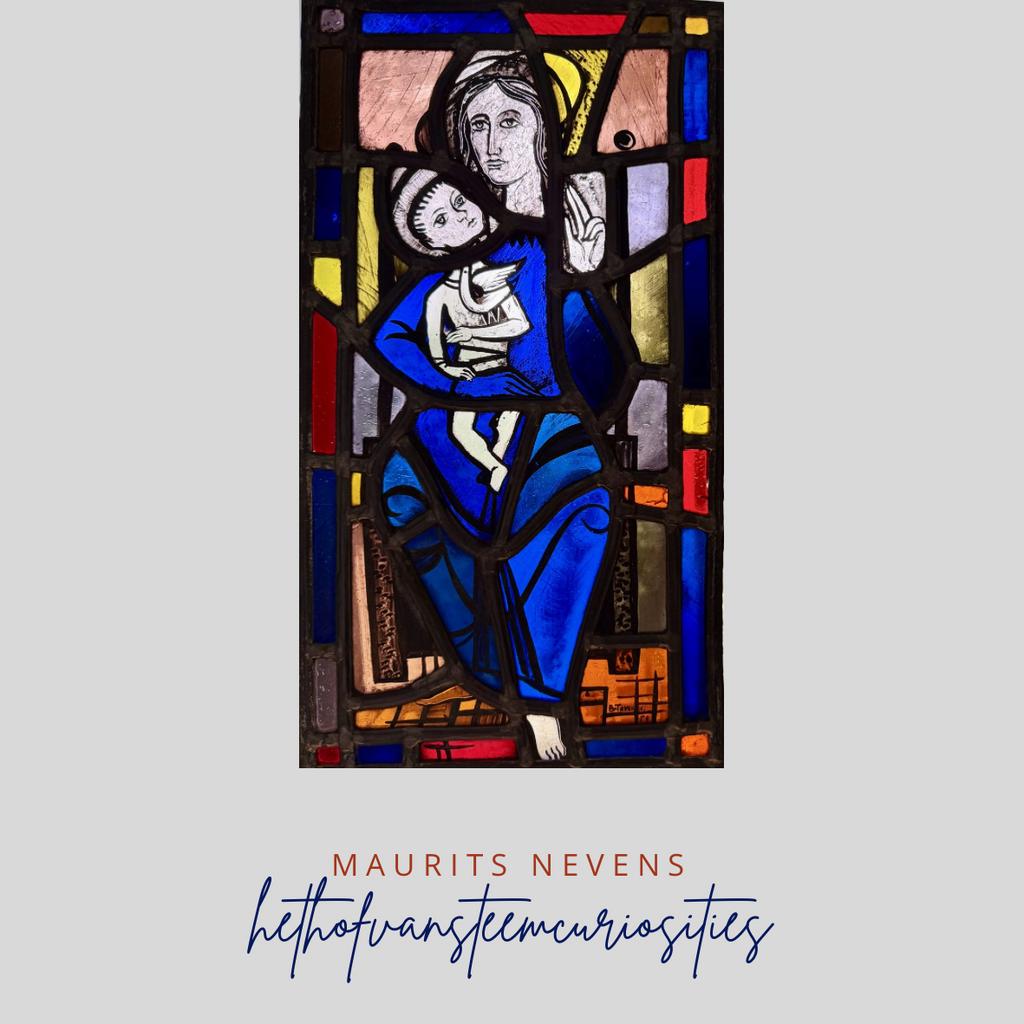 Maurits Nevens Glas-in-loodraam: Maria met Kind (ca. 1959), Ophalen of Verzenden