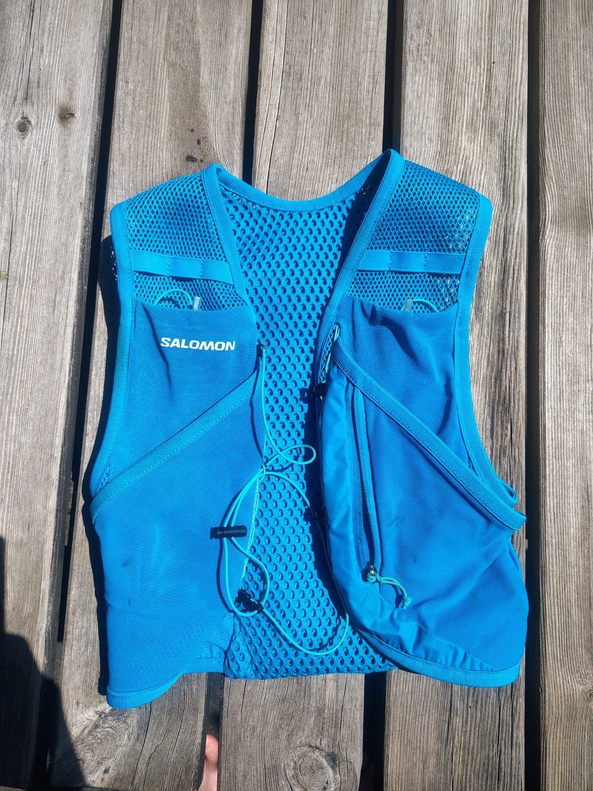 Salomon Active Skin 4 hardloopvest blauw XS, Overige merken, Gebruikt, Ophalen of Verzenden, Kleding