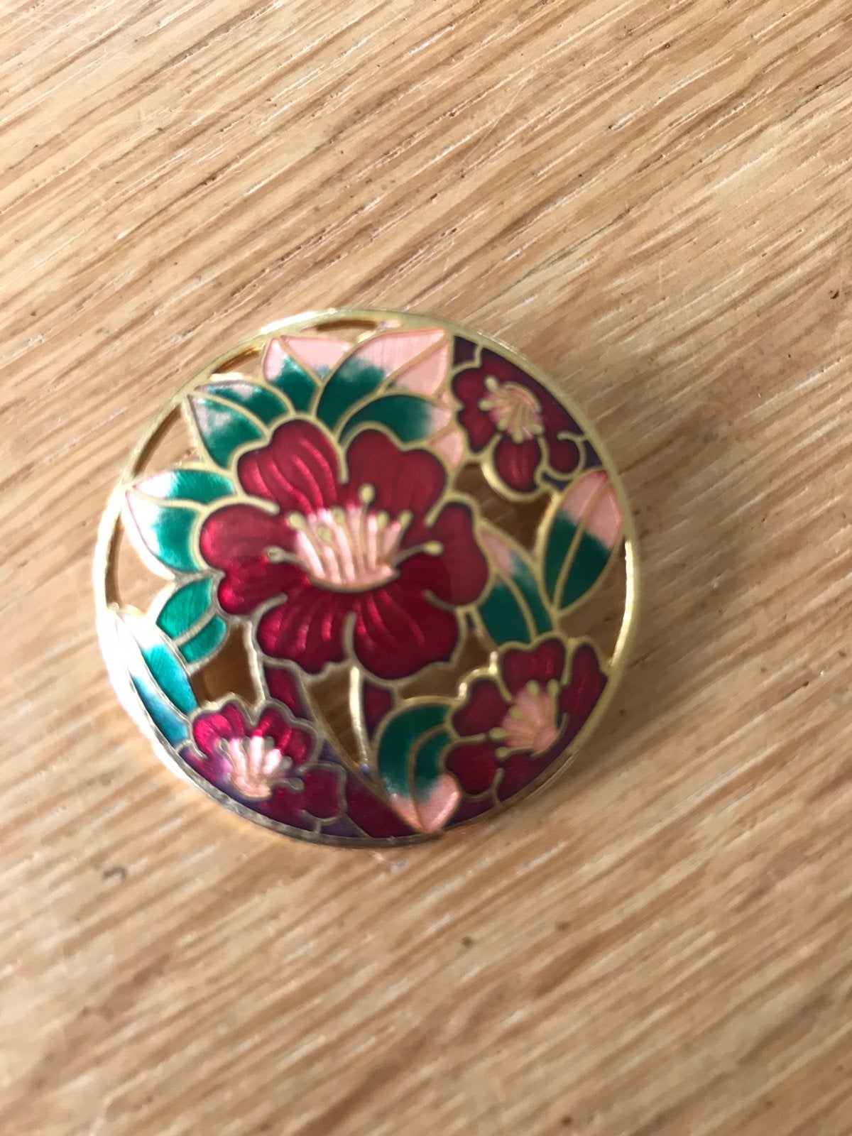 Broche bloemen cloisonne, Ophalen of Verzenden, Zo goed als nieuw, Overige materialen