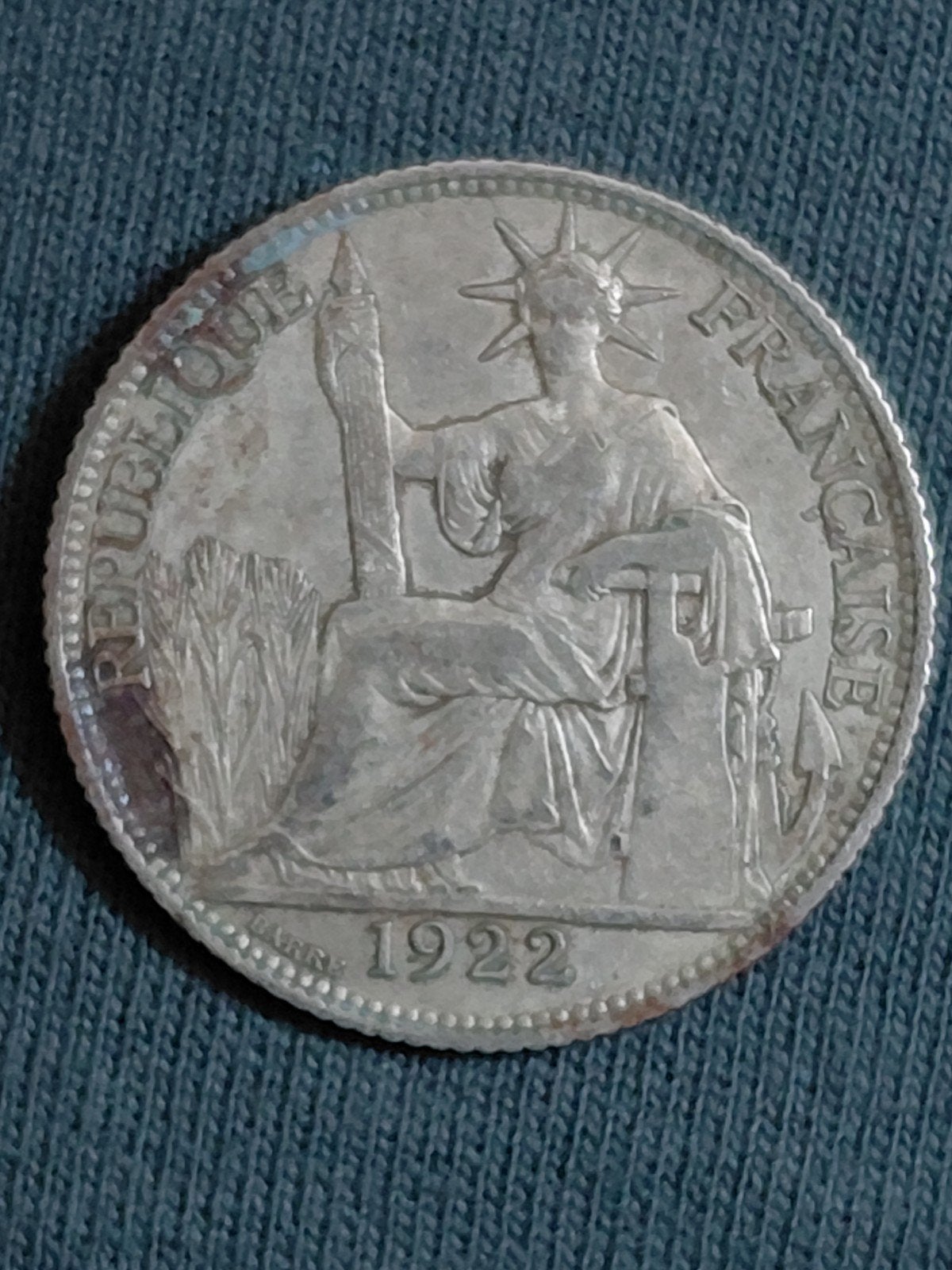 Frans Indochina 20 Centimes 1922 - Zilver, Verzenden, Zuidoost-Azië, Losse munt, Zilver