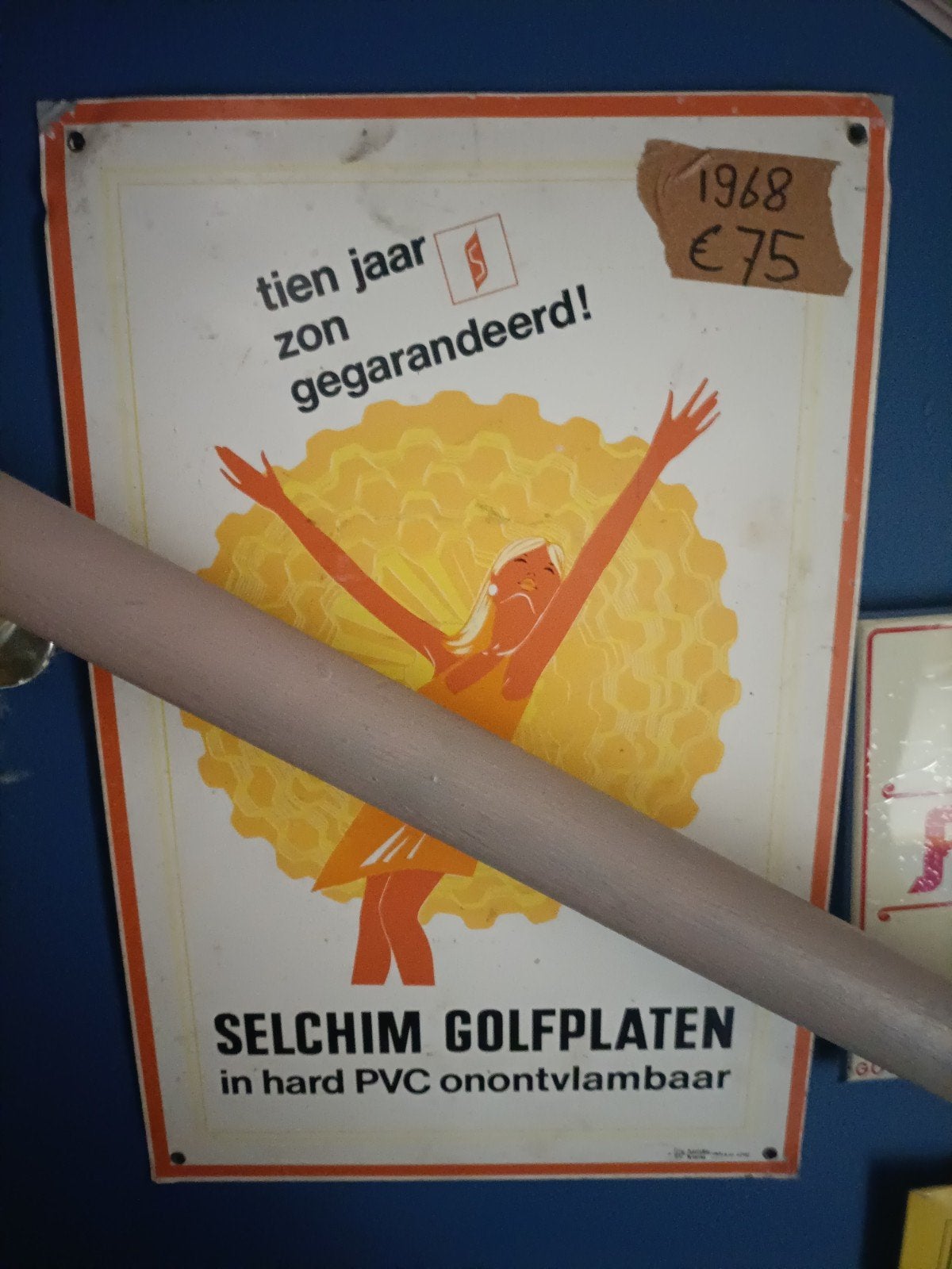 reclamebord Selchim Golfplaten 1968, Ophalen of Verzenden, Gebruikt, Reclamebord
