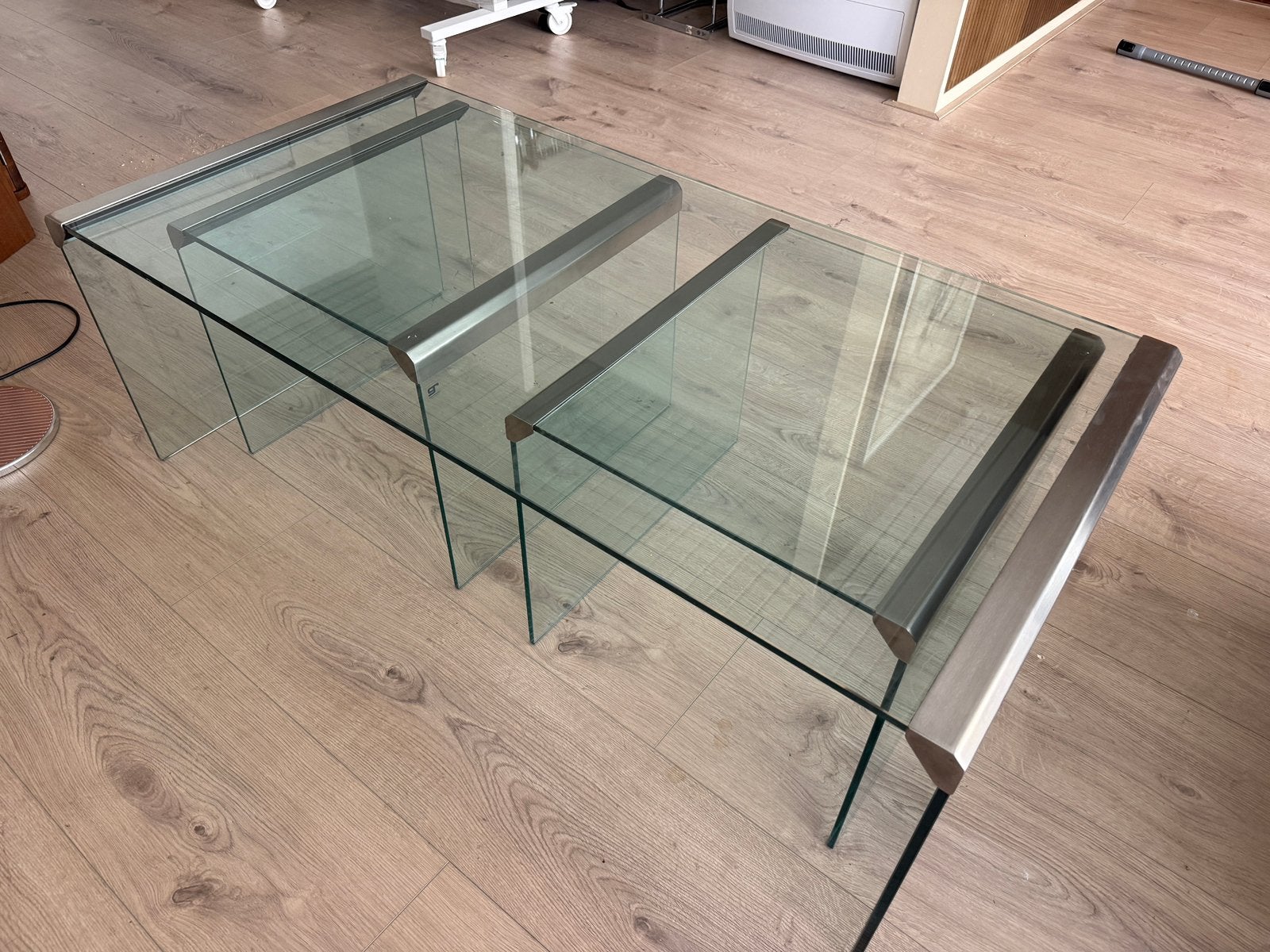 Gallotti & Radice T35 glazen salontafel set, Italië 1970, Rond, 50 tot 100 cm, Ophalen of Verzenden, Glas