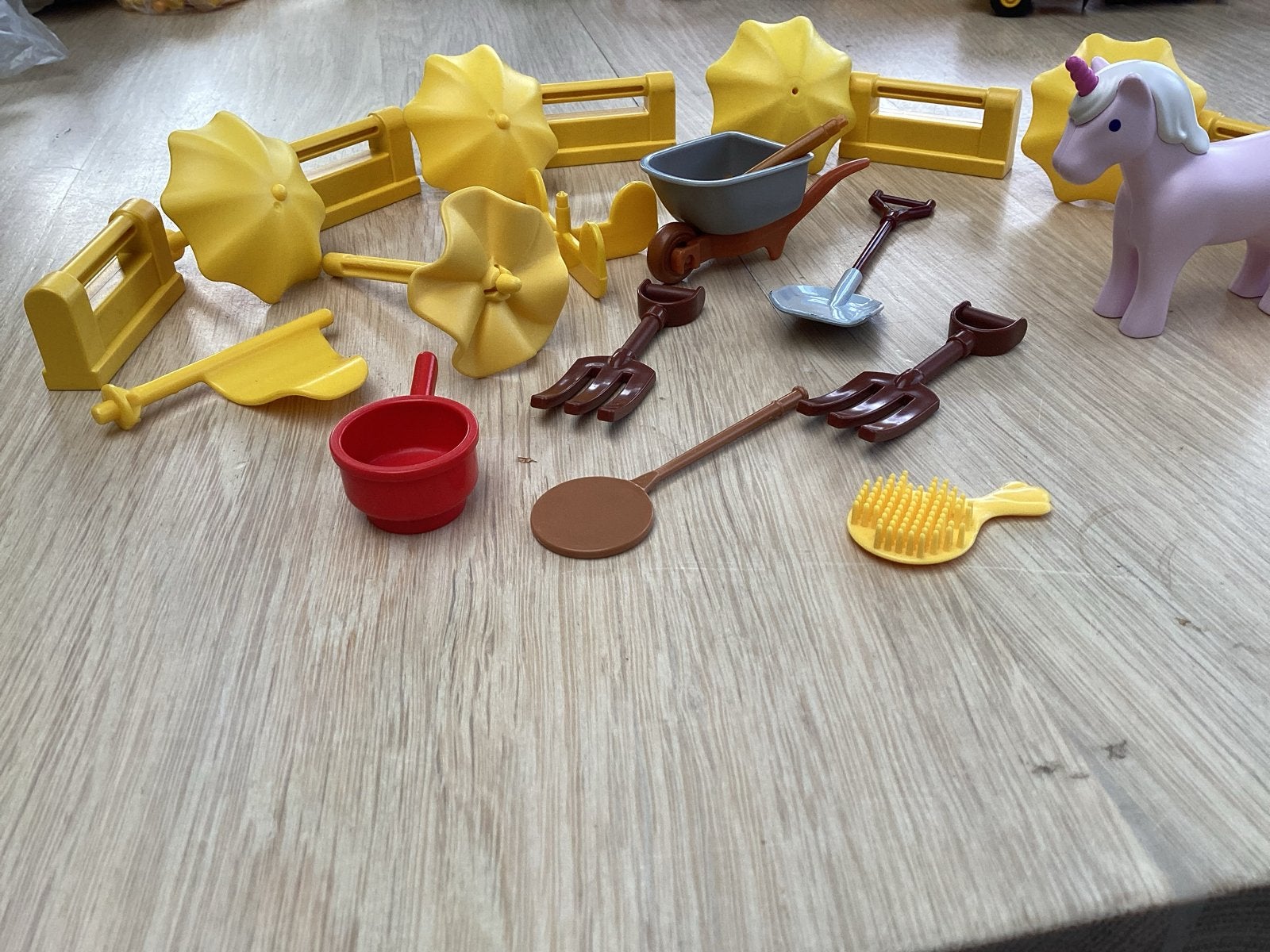 Playmobil 1 2 3 speelgoed: Eenhoorn, kruiwagen, hekken, Kinderen en Baby's, Ophalen of Verzenden, Gebruikt