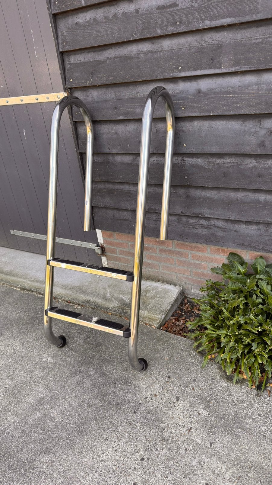 Nieuw in doos!! RVS Zwembadtrap 2 Treden met Instortblokken, Ophalen of Verzenden, Nieuw, Ladder