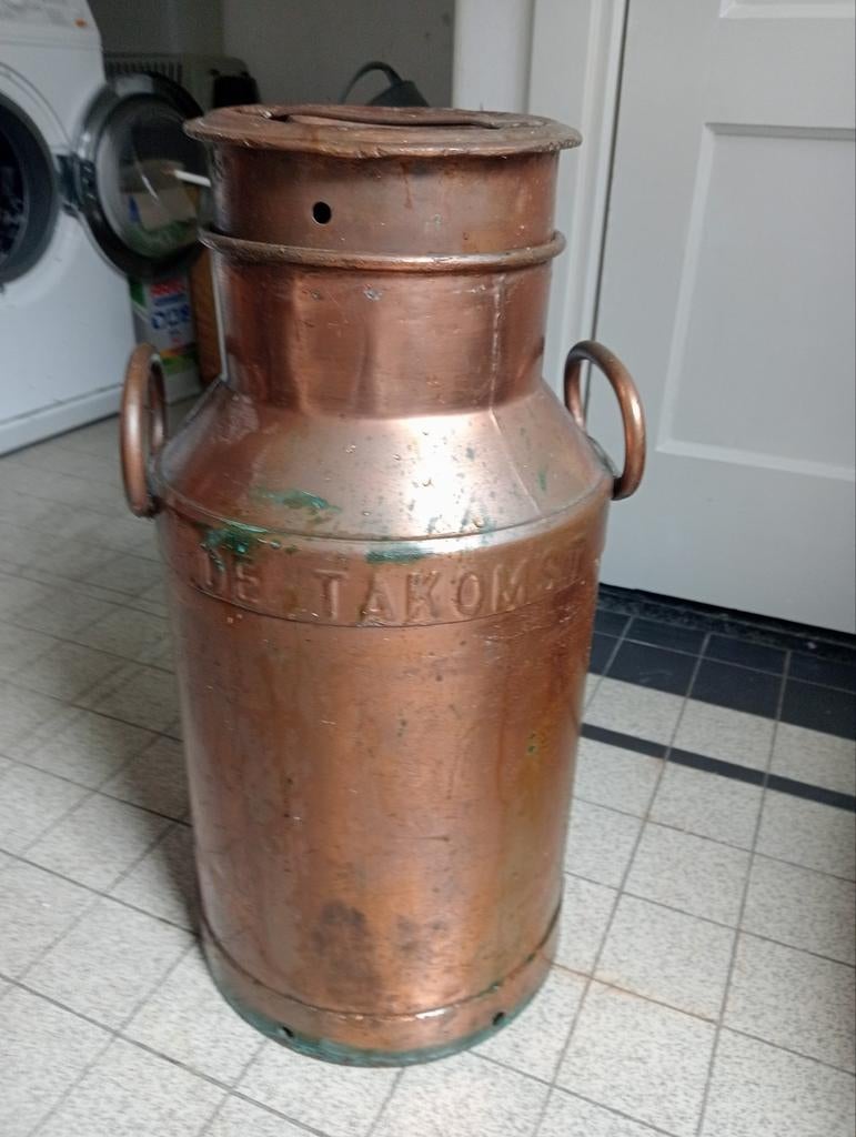Roodkoperen melkbus uit Friesland "De Takomst" 50cm hoog, Antiek en Kunst, Ophalen