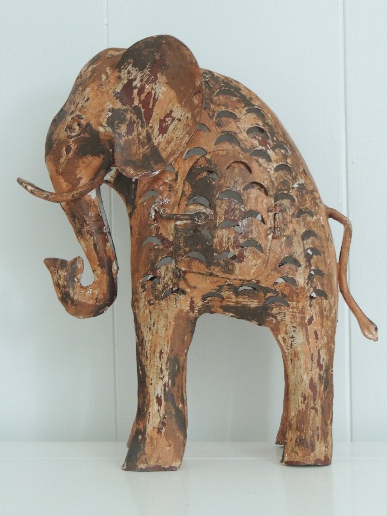 Olifant ijzer sfeerlicht fairtrade uit India € 45,=, Huis en Inrichting, Ophalen, Nieuw